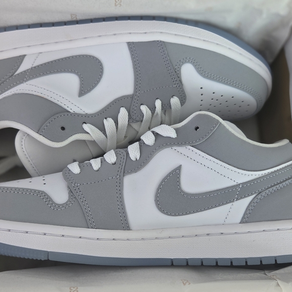Air Jordan 1 LowWomen's Gray and White Sneakers - Picture 6 of 7